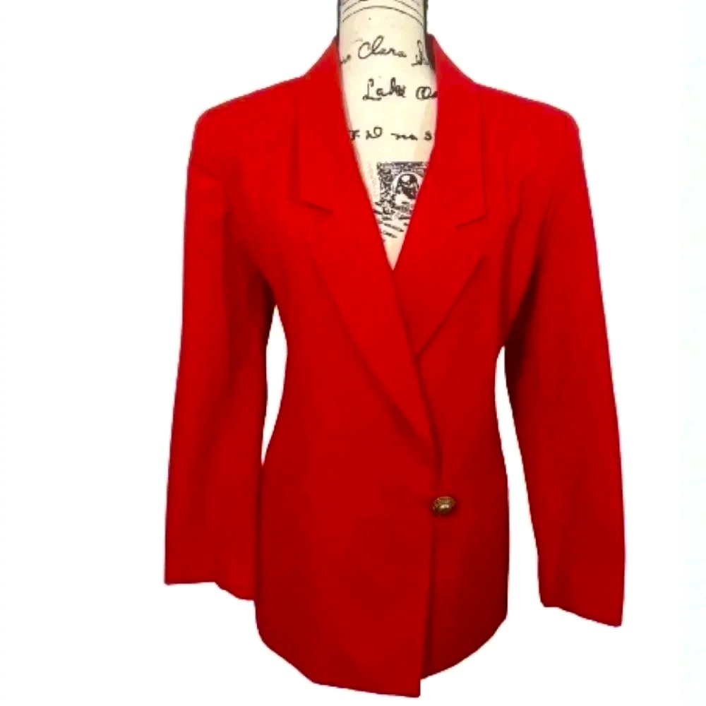 Vintage Preppy Red Blazer Double‎ Breasted